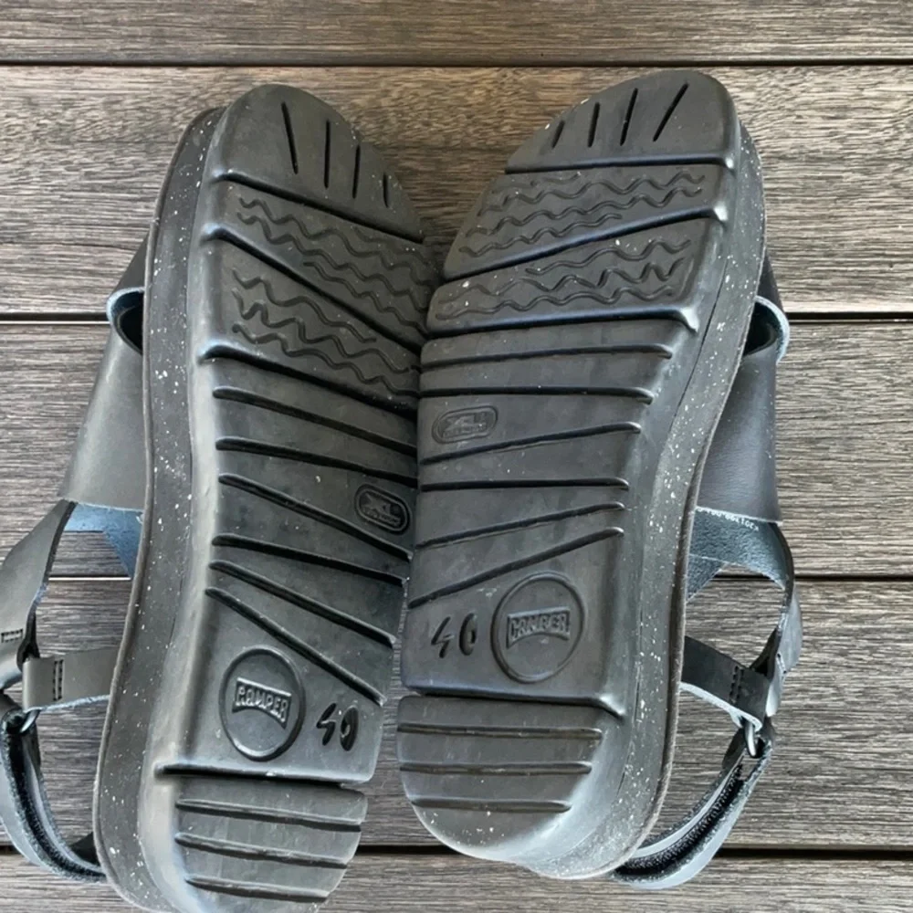 Camper Black Leather Platform Sandals 40 - Picture 5 of 5